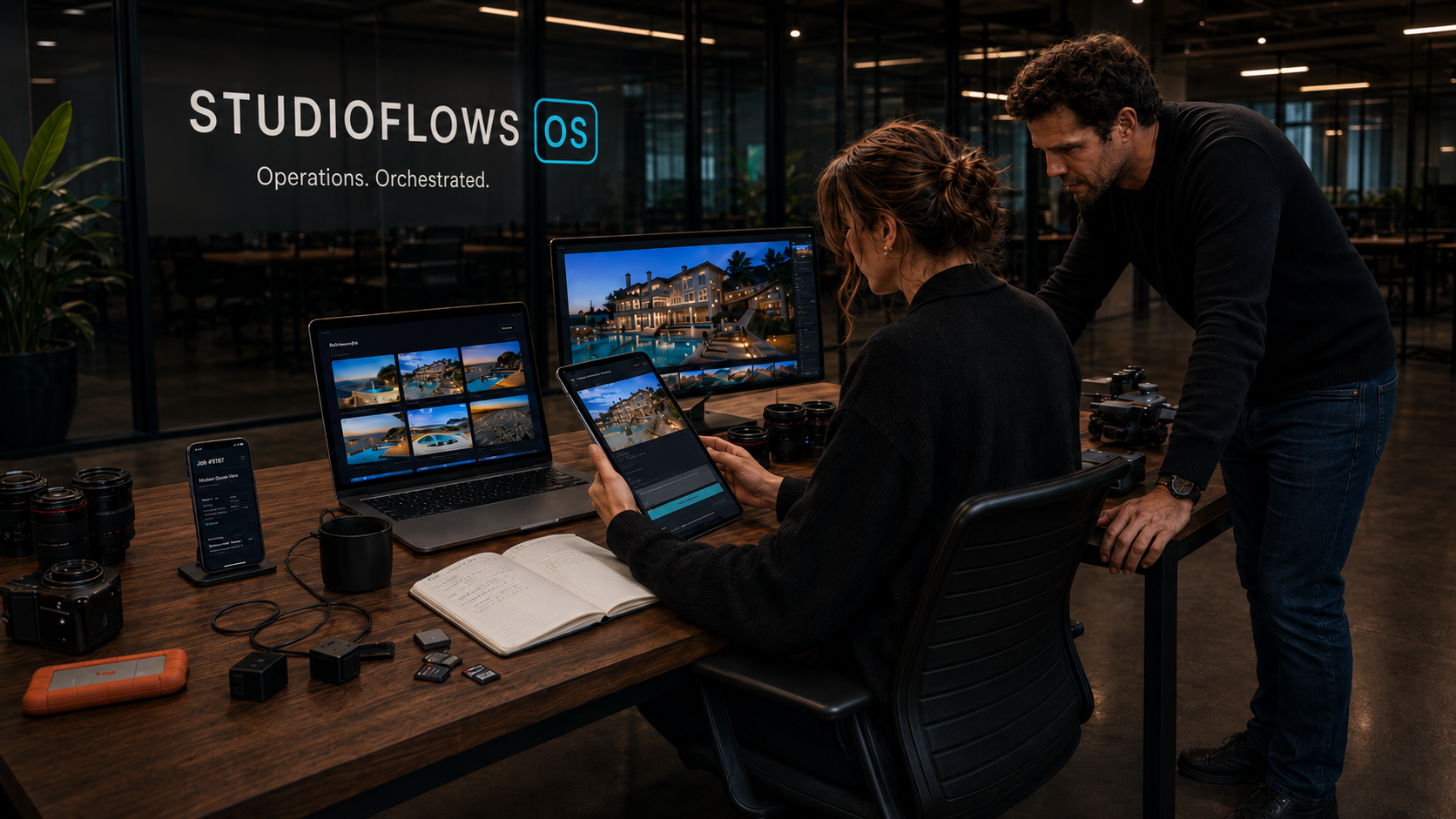 Real estate media team operating inside StudioFlows